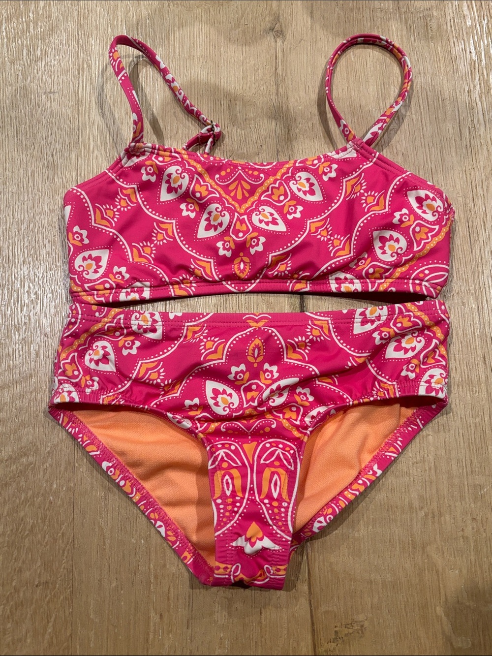 Hobie Girls Pink and Orange Paisley Two-Piece Swim Bikini
